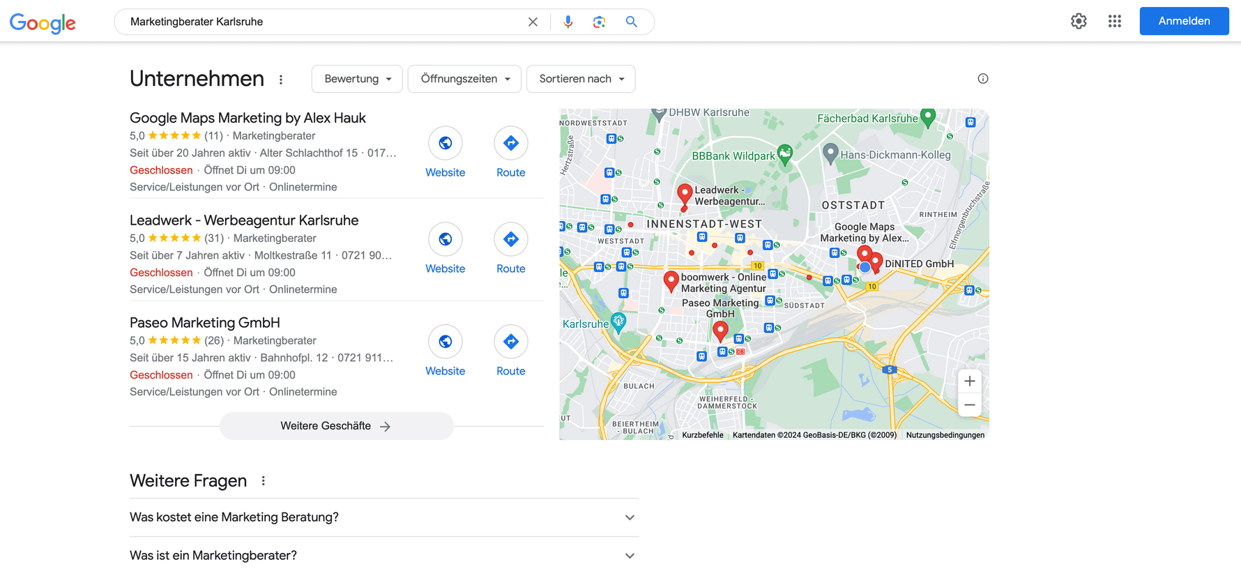 Google Maps Marketing by Alex Hauk in Karlsruhe, Alter Schlachthof 15, 76133 Karlsruhe