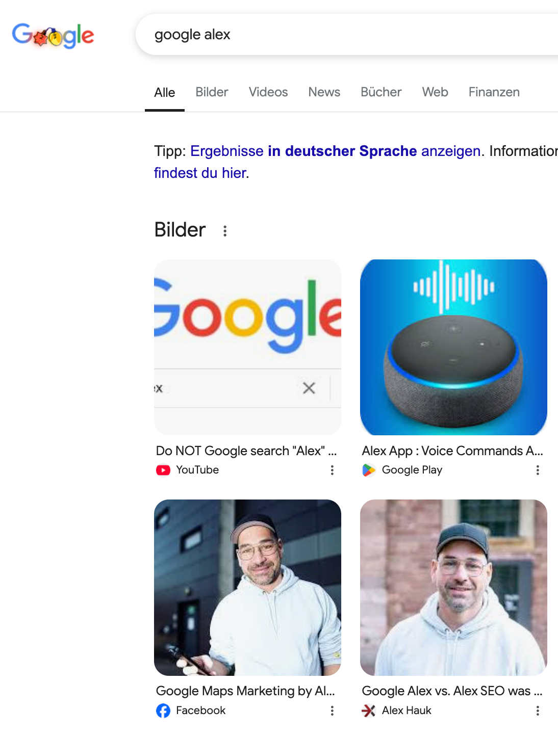 Google Alex in der Google Suche