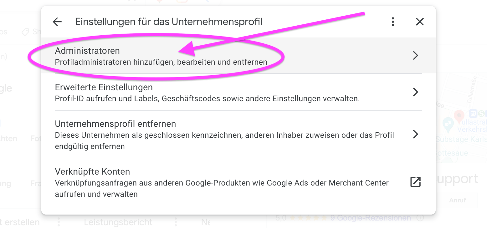 Administrator oder Inhaber für Google hinzufügen