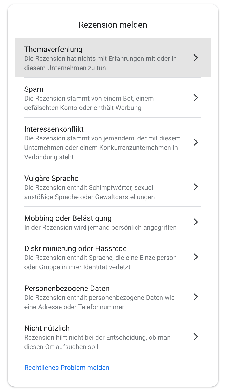 Google Bewertung löschen lassen